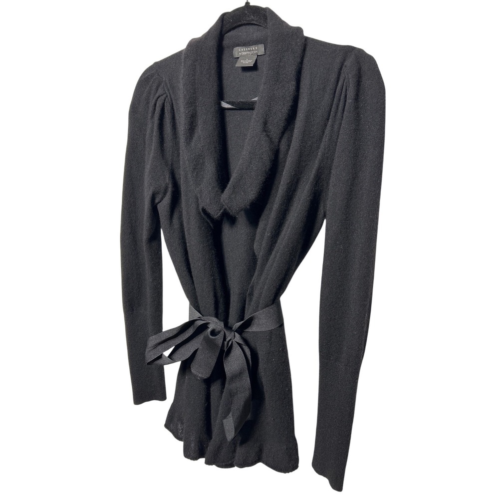 Cashmere by Bloomingdales Womens‎ Black Belted Cardigan Sweater Size M